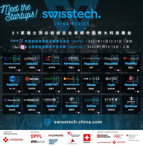 21家瑞士初创企业将亮相中国两大科技展会