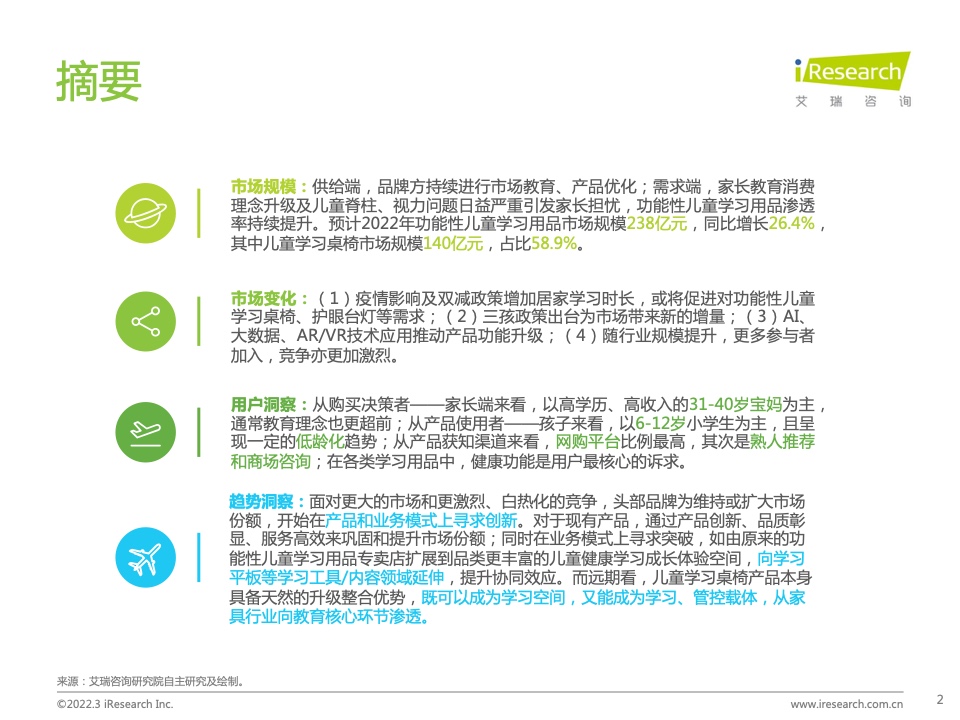 艾瑞咨询：2022年中国功能性儿童学习用品行业趋势洞察报告