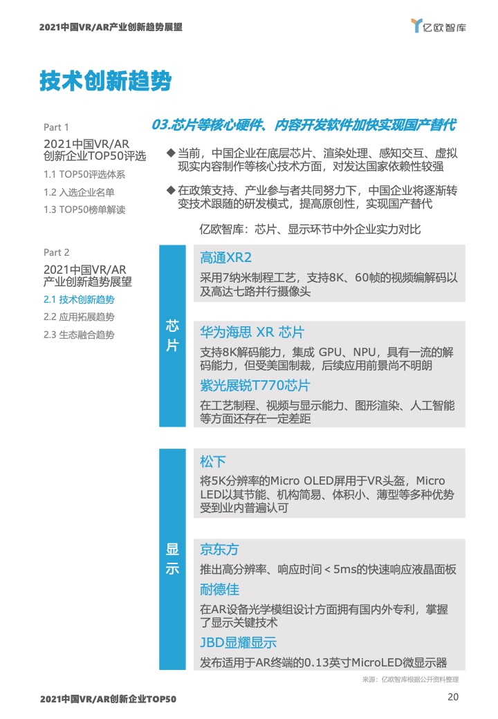 亿欧智库：2021中国VR/AR创新企业TOP50