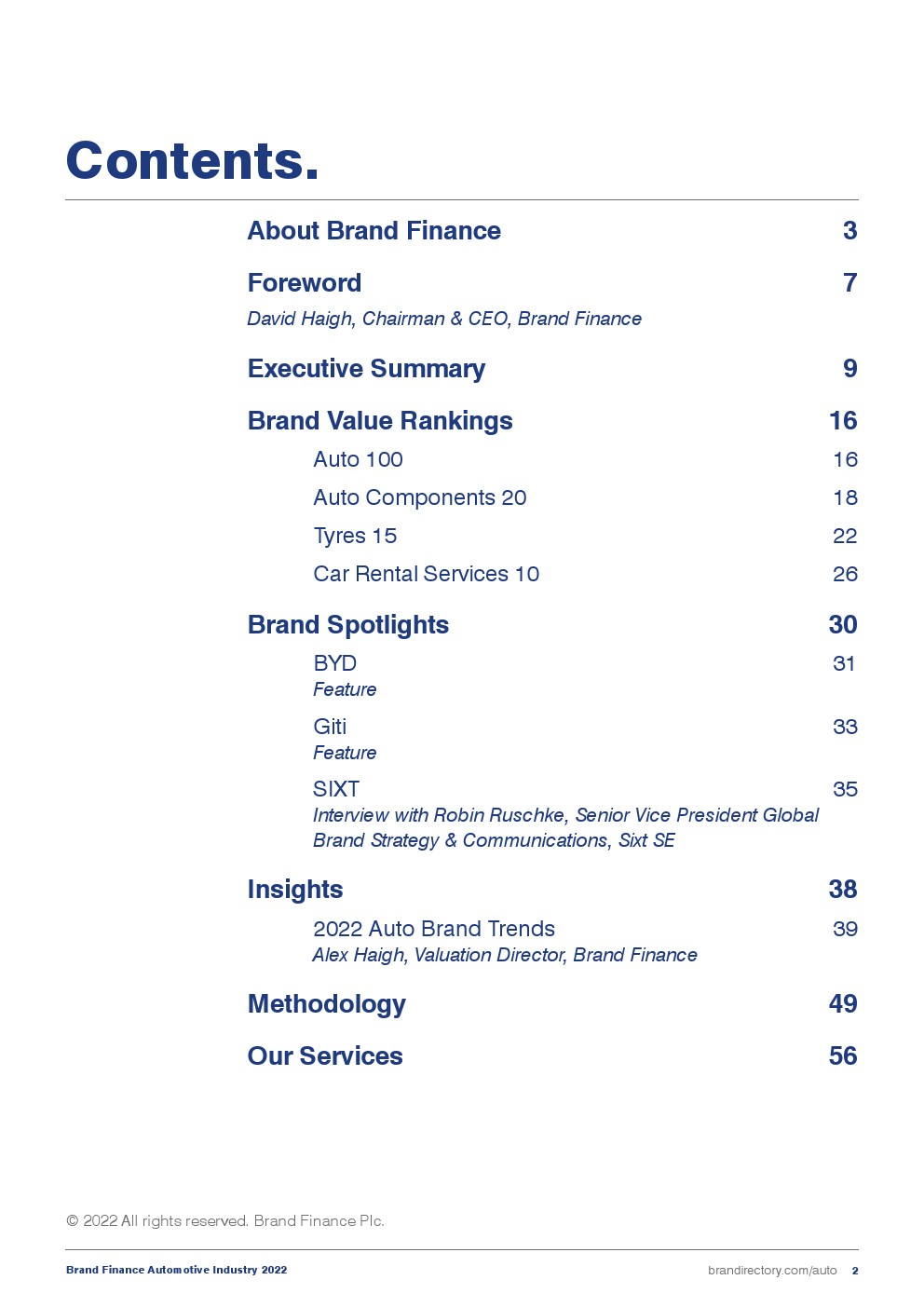 Brand Finance：2022年汽车行业报告