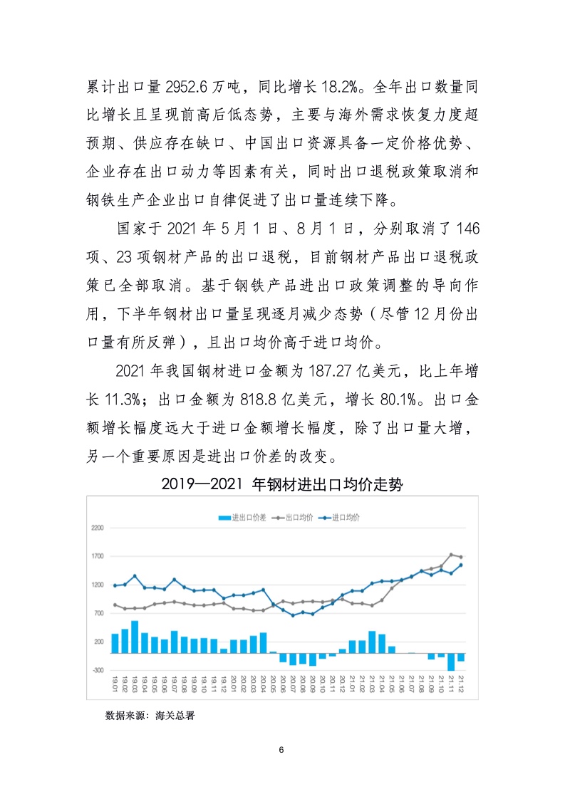 中国钢铁工业协会：2021年中国钢铁行业经济运行报告