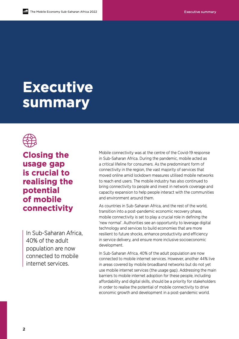 GSMA ：2022年撒哈拉以南非洲移动经济报告