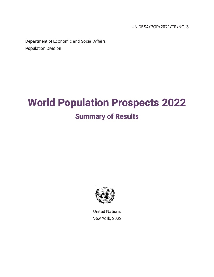 联合国：世界人口展望2022