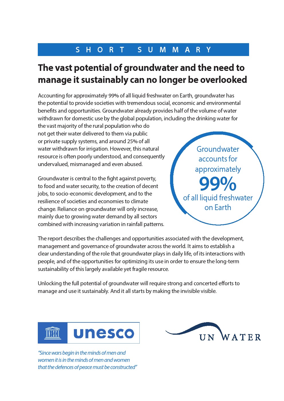 联合国教科文组织：2022年世界水发展报告