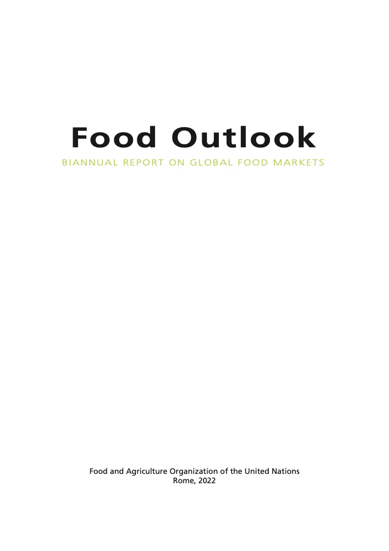 FAO：2022年全球粮食展望报告