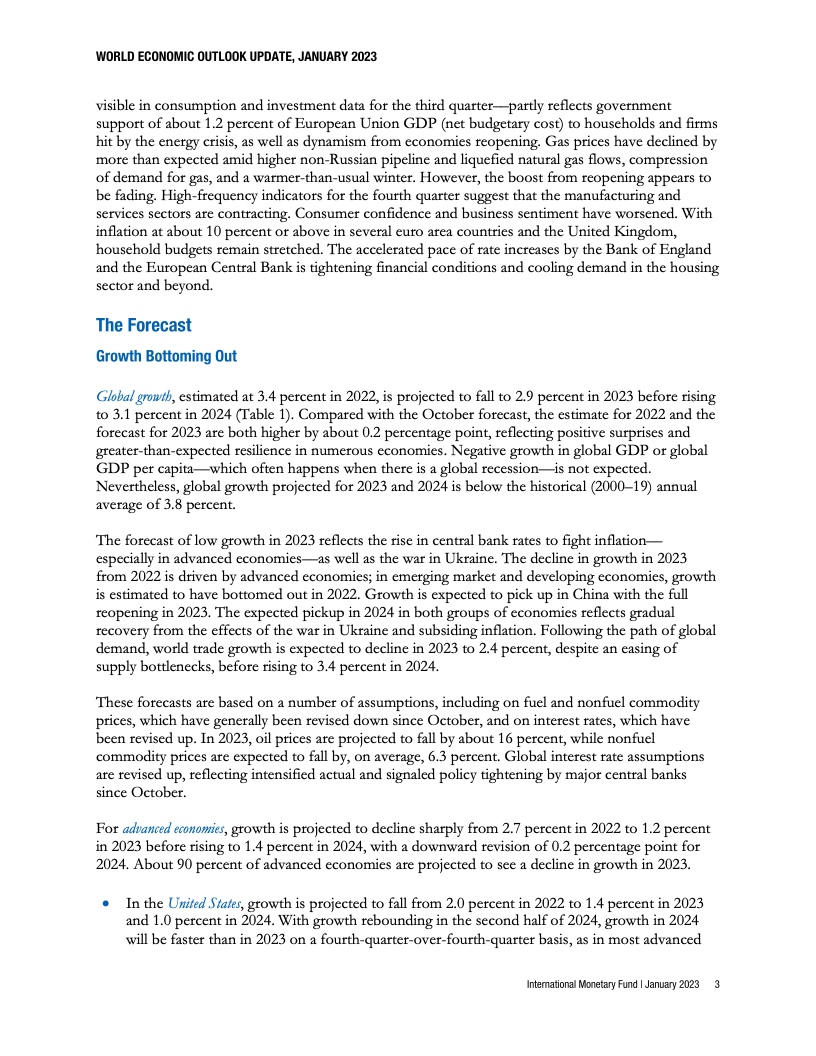 IMF：2023年1月世界经济展望报告