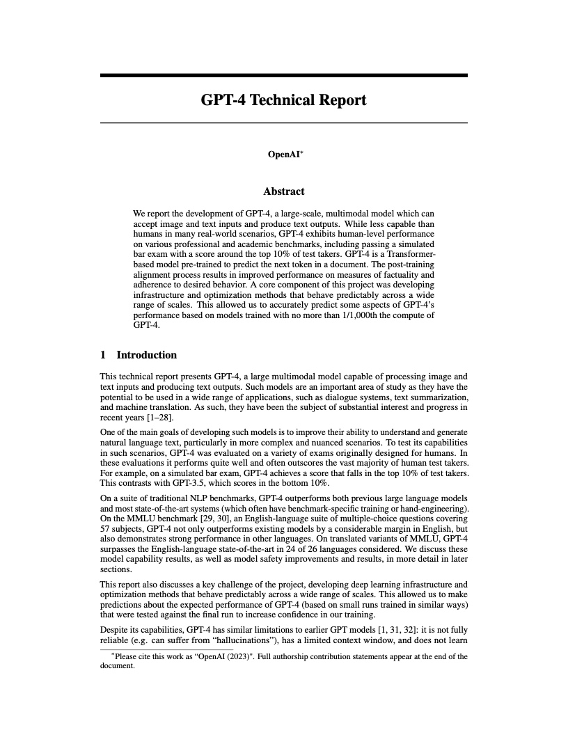 ChatGPT-4 技术报告