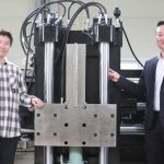 Dr. Yongjin Kim, Principal Researcher (right), and Senior Researcher Dr. Young-ki Kim (left) with the automated mooring system.