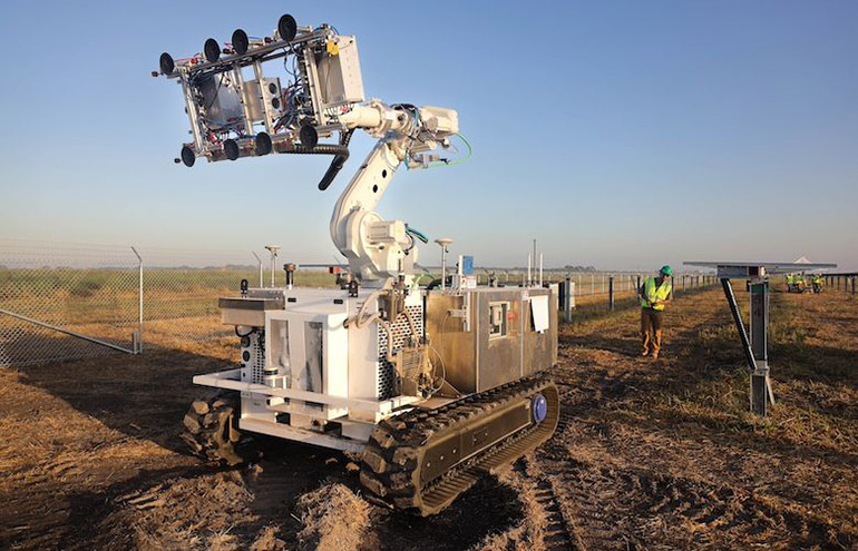 Rosendin Electric tested solar module installation with robots ULC developed for the purpose.
