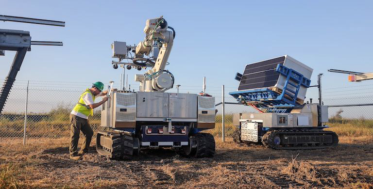 ULC has developed multiple robots to carry and install photovoltaic modules.