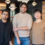 三位创始人合影：Rishabh Sambare，Rahul Gudise和秦浩坤。