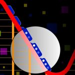 风格化的过山车和巨大的银色圆圈