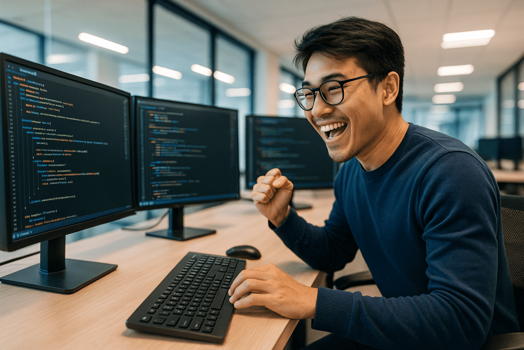 AI辅助编程工具的使用场景示意图，展示了代码生成与人工审查的互动过程。