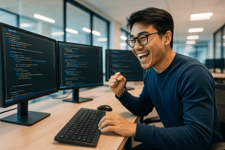 AI辅助编程工具的使用场景示意图，展示了代码生成与人工审查的互动过程。