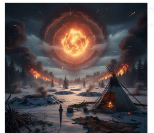 彗星空爆引发年轻干旱期的假想图