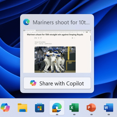 Windows 11 任务栏Copilot分享按钮