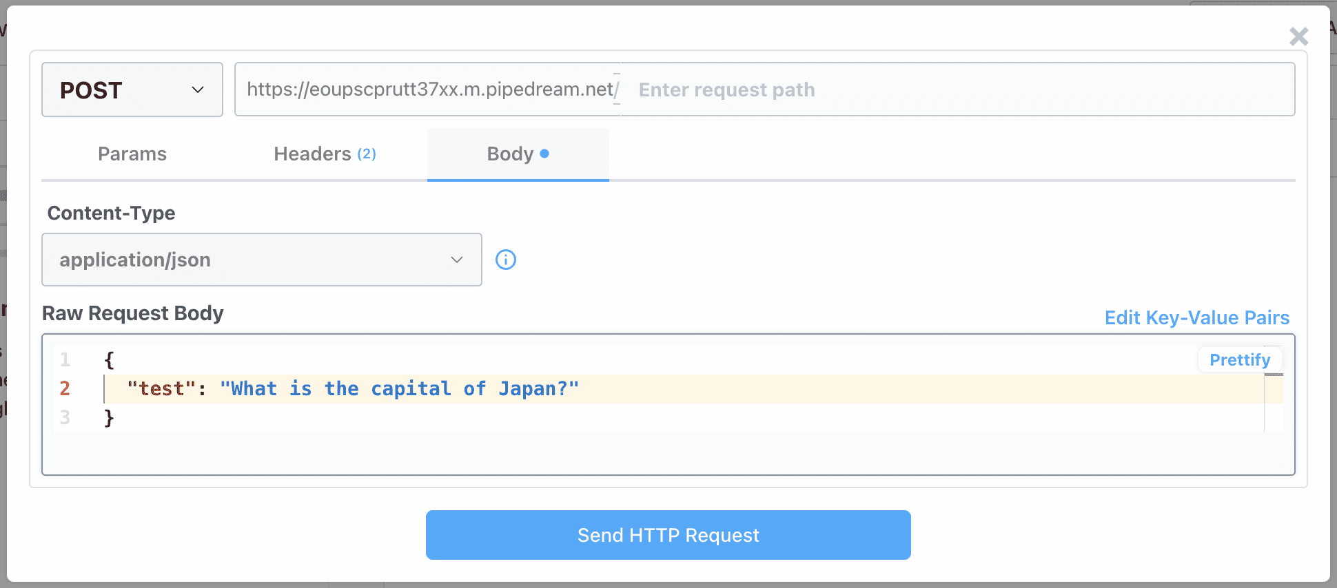 图片 6: 用“日本首都是哪里”的提示测试已部署的工作流