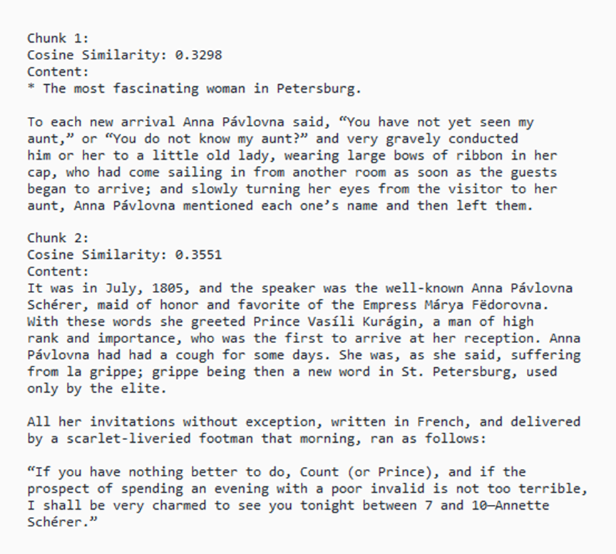 文本块及其余弦相似度分数