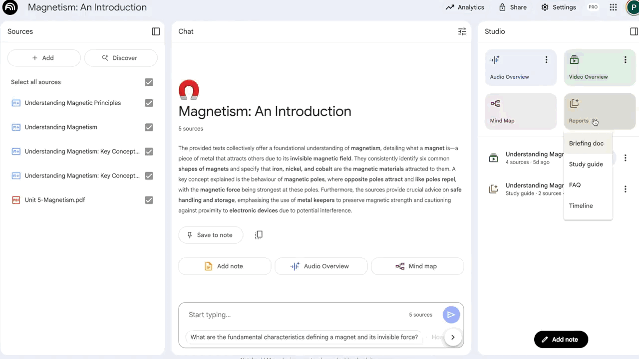 利用Gemini将NotebookLM关于磁性的学习指南转化为有趣的插图故事书。
