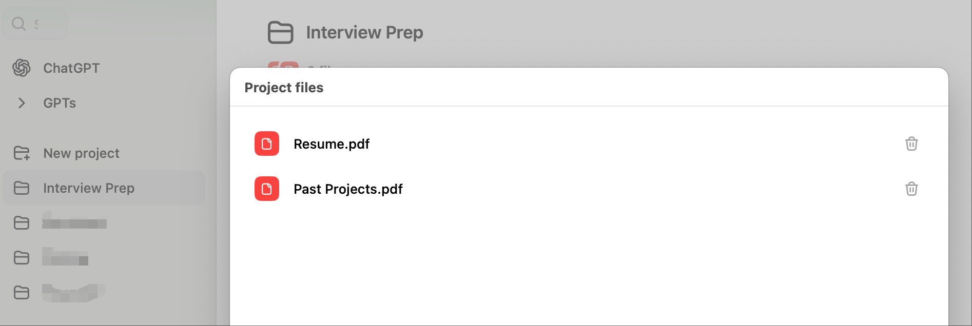 创建ChatGPT项目并上传文件（图片由作者提供）