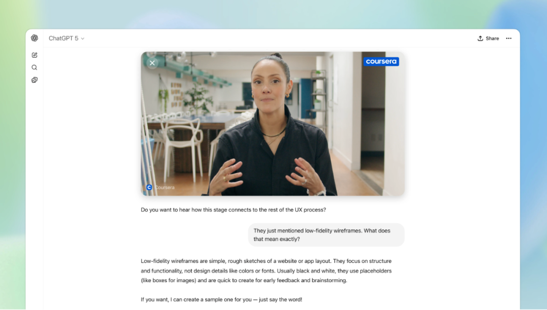 ChatGPT集成Coursera应用演示