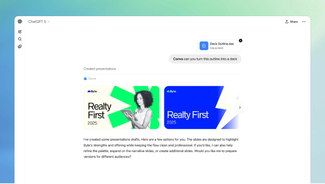 ChatGPT集成Canva设计应用演示