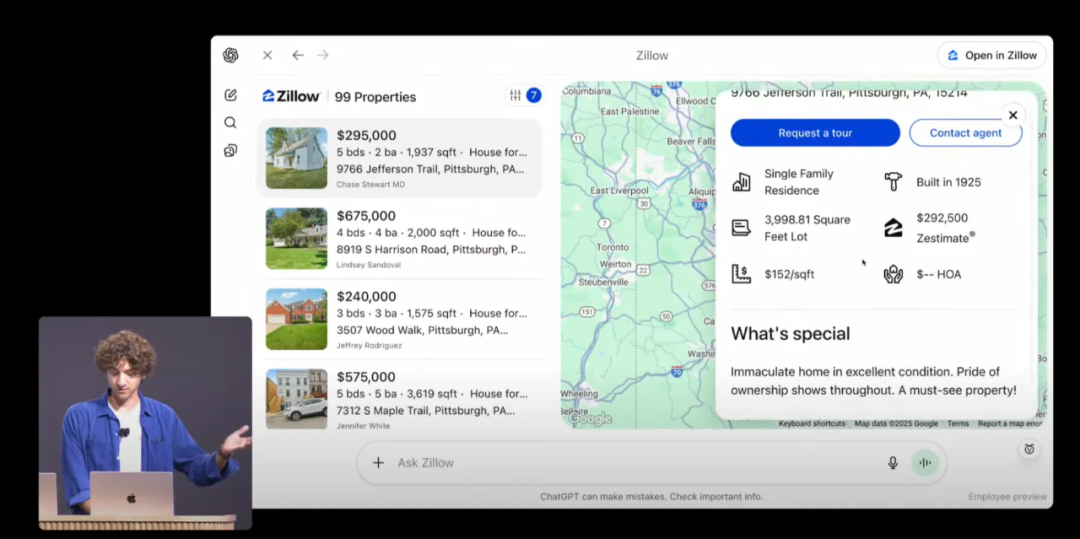 ChatGPT调用Zillow搜索公寓示例