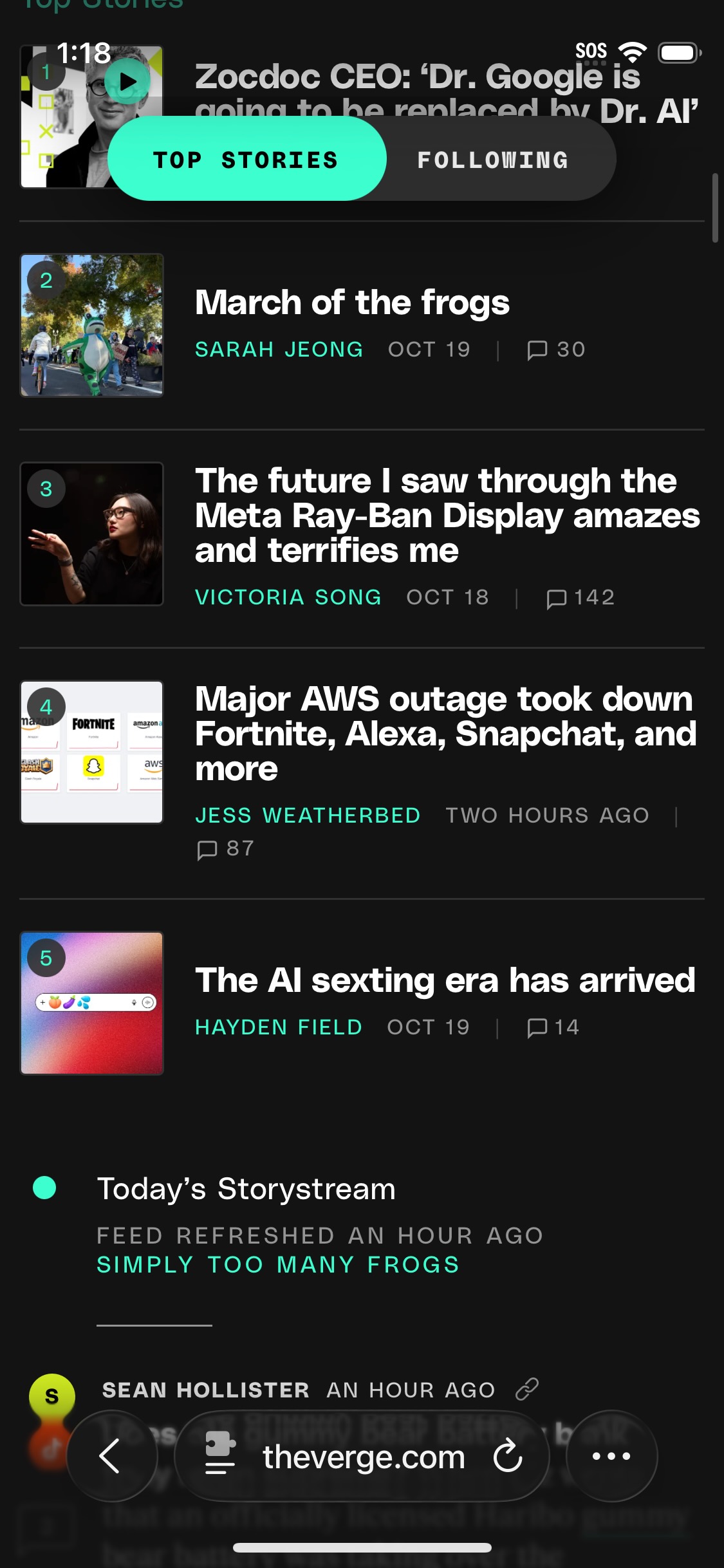 The Verge主页Liquid Glass效果对比图 - 着色版