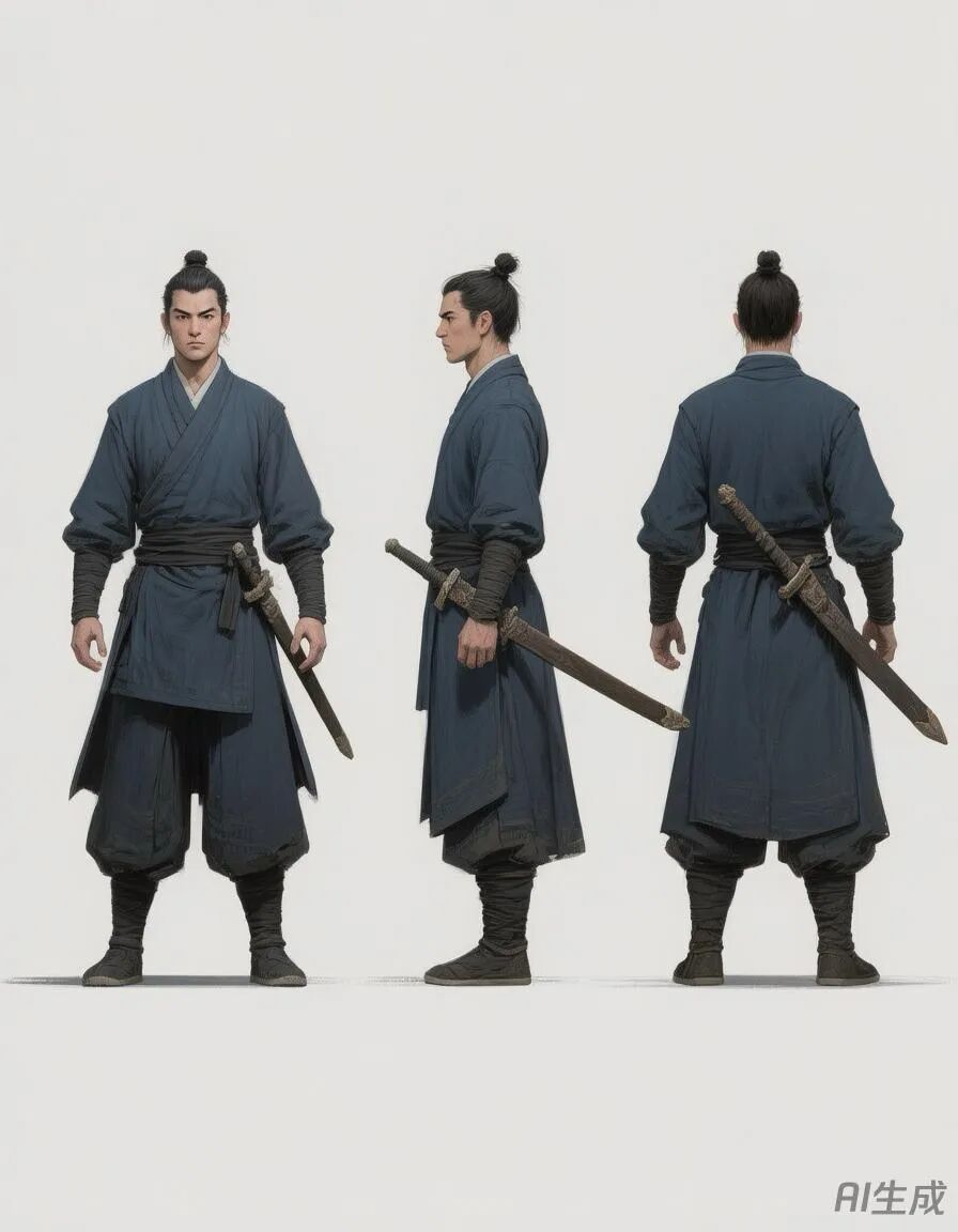 混元图像3.0生成古代剑客三视图