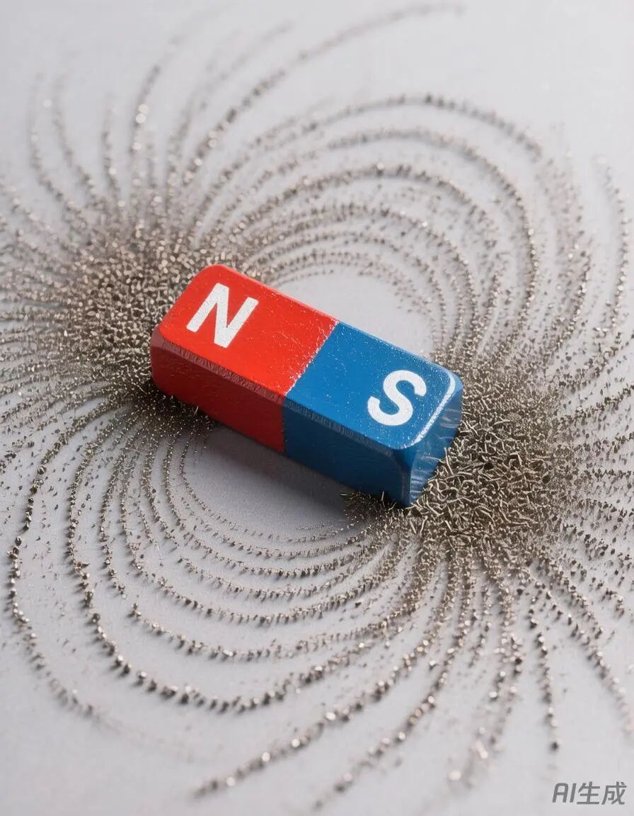 混元图像3.0生成条形磁铁磁场展示图