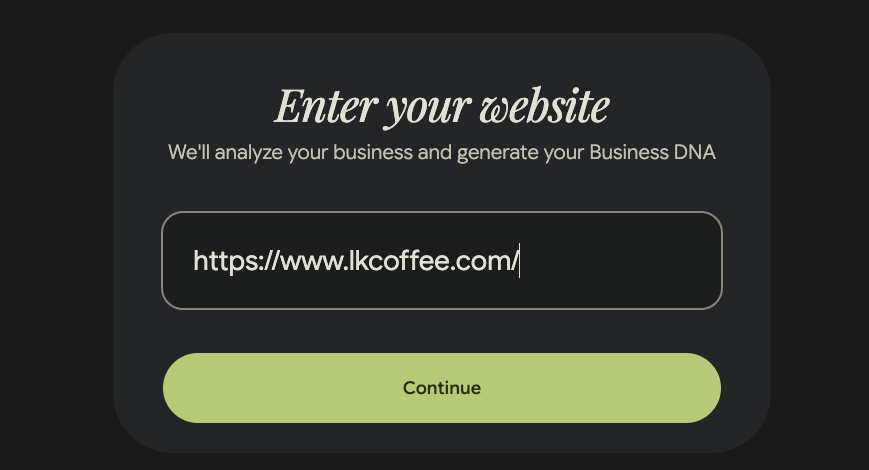 Pomelli输入网址界面，用于提取企业品牌DNA