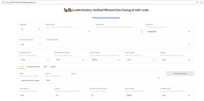 LLaMA Factory部署完成界面截图