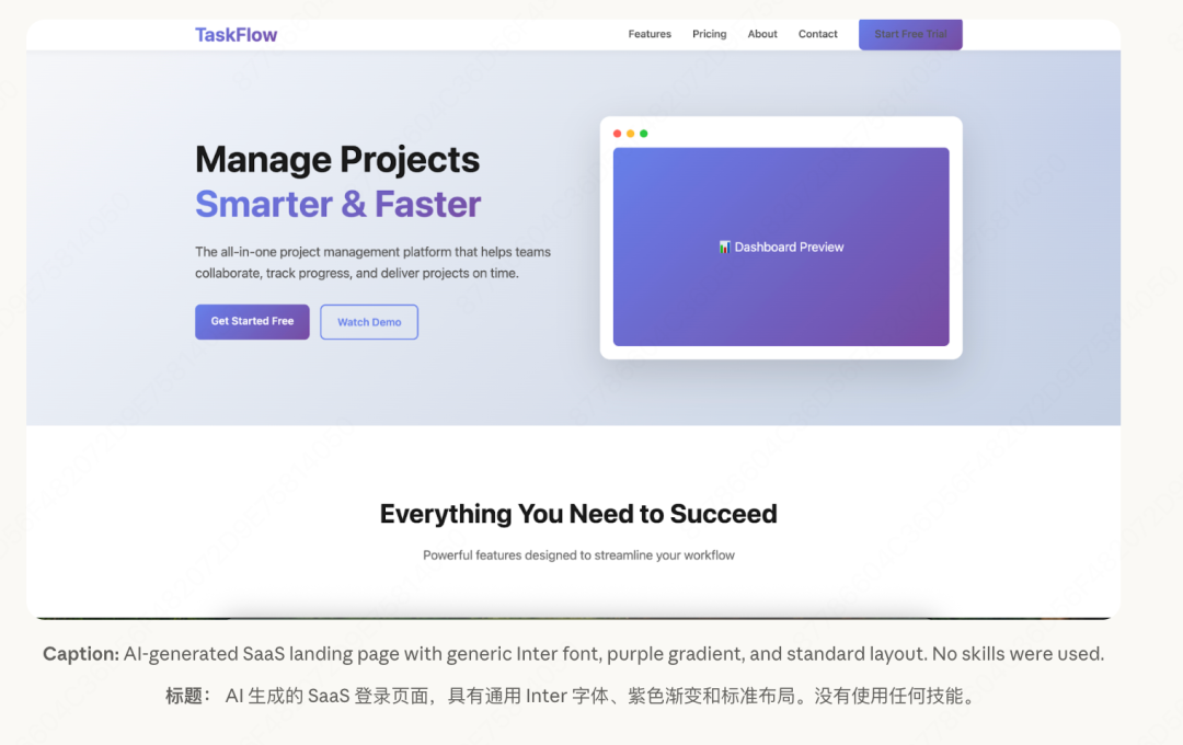 未使用Skill生成的SaaS登陆页面