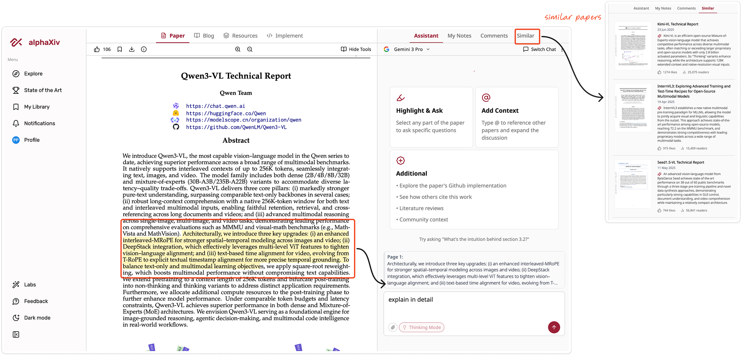 图4:alphaXiv界面展示各类可用工具